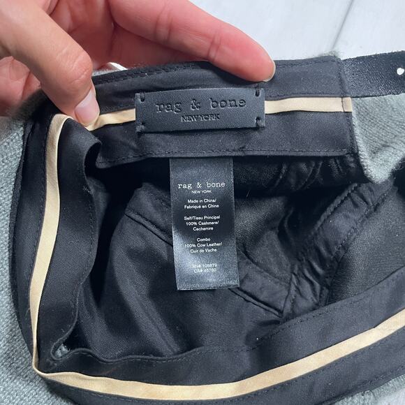 Rag & Bone Cashmere Baseball Cap Womens Riley Adjustable Gray Buckle Hat - Picture 7 of 7